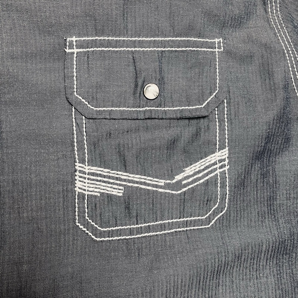 BKE Button Down Mens Large Blue Athletic‎ Fit Chambray Denim Jean Western Rodeo - Picture 4 of 9